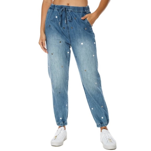 NWT Juicy Couture Del Mar Denim Jogger Pant Blue Wash XL - Picture 2 of 15